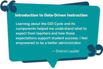 Learning about the DDI Cycle and its components helped me understand what to expect from teachers and how those expectations support student success. I feel empowered to be a better administrator.  